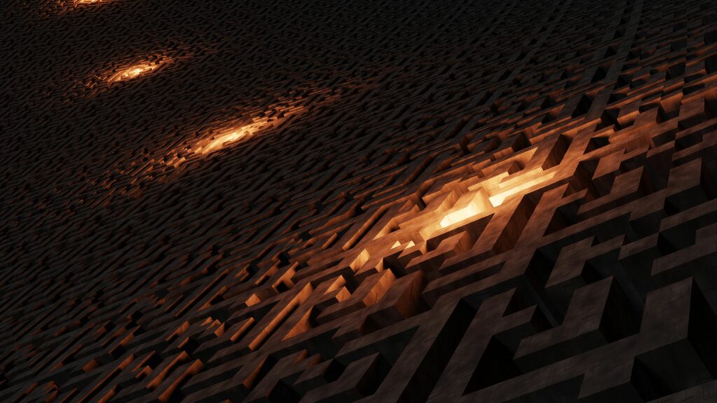 Mesmerizing 3840x2160 3D Maze Wallpaper with Glowing Pathways