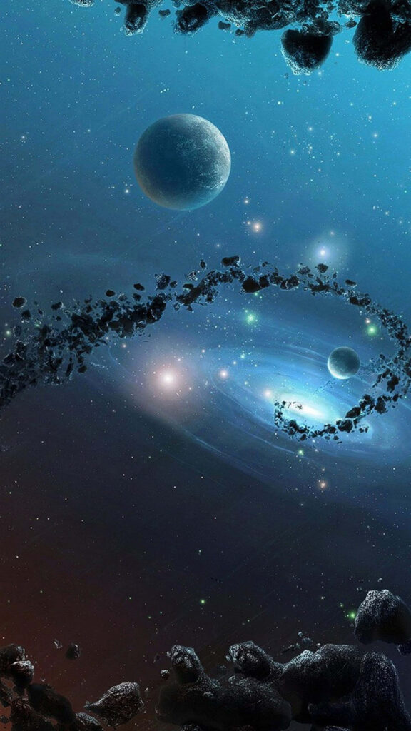 Mesmerizing 3D Outer Space Wallpaper with Planets & Asteroids