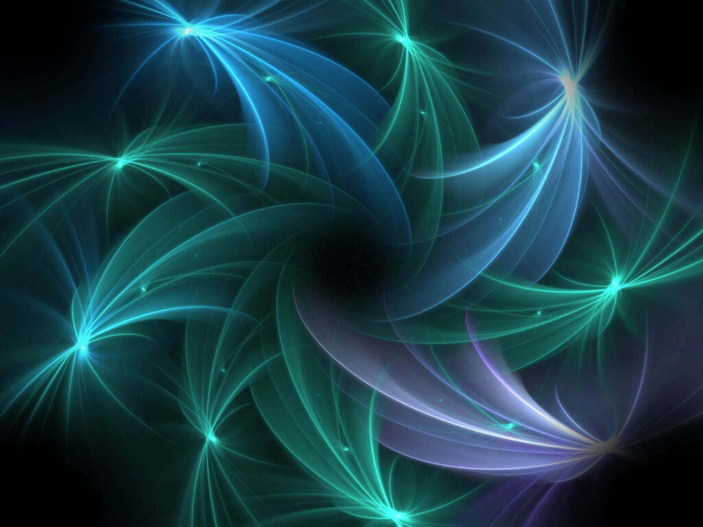 Ethereal 3D Star Wallpaper: Glowing Blue & Green Background