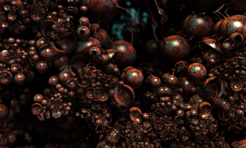 Intricate 3D Structure Wallpaper: Spherical Organic Shapes & Depth