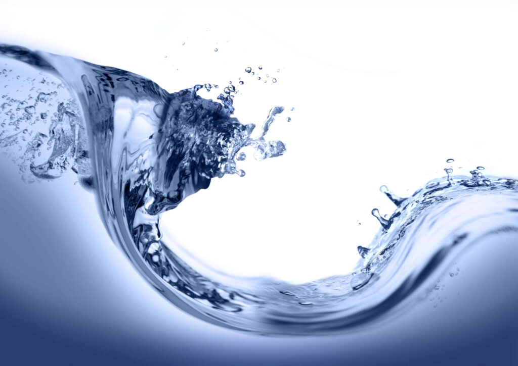 Mesmerizing 3D Water Droplets Wallpaper: Blue & White Background