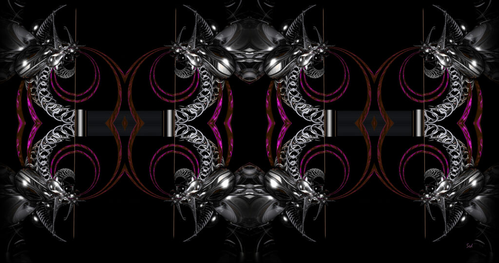 Mesmerizing Metallic Fractal Wallpaper – Dark & Vibrant Design