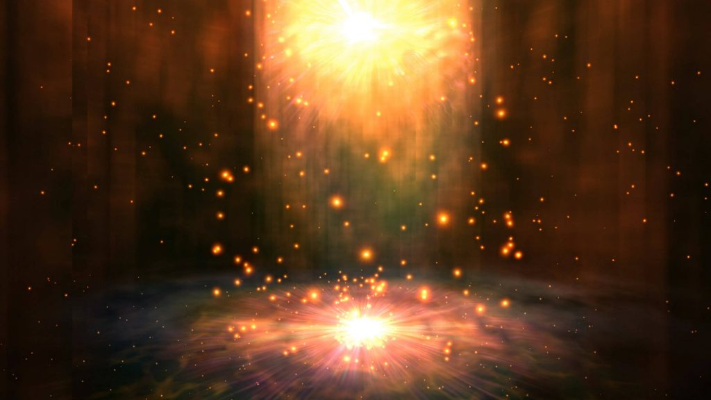 4K digital wallpaper with golden sparkles and radiant light sources in warm amber tones