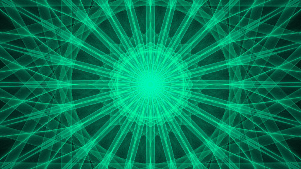 Intricate 4K Green Kaleidoscope Wallpaper with Symmetrical Patterns