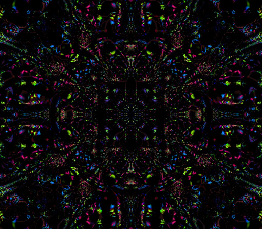 Mesmerizing Fractal Wallpaper: Vibrant Abstract Design on Dark Background