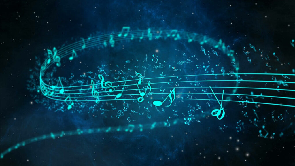 Mesmerizing Abstract Music Notes Wallpaper in Cosmic Starry Background