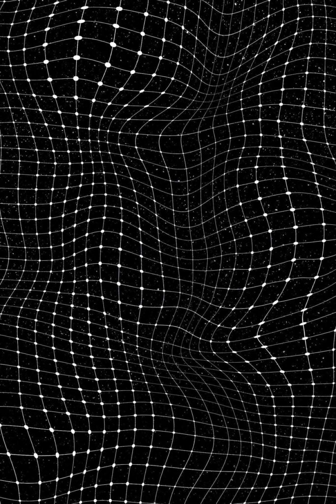 Abstract Black Background with White Grid & Wave-Like Lines Wallpaper