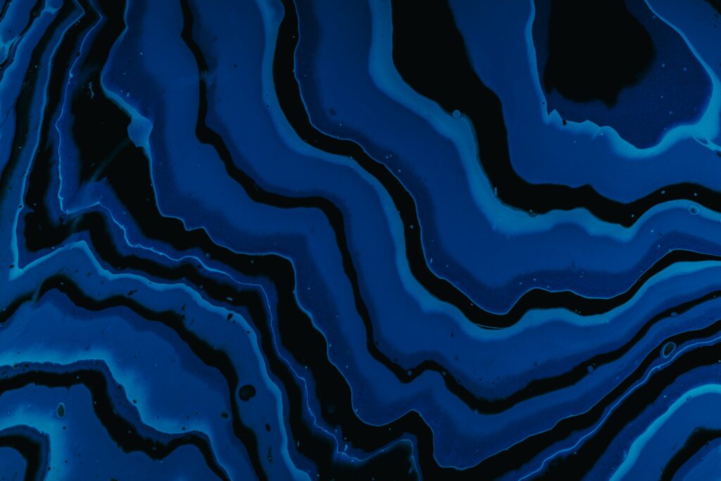 Abstract Blue and Black Striped Wallpaper: Fluid Paint Design Background