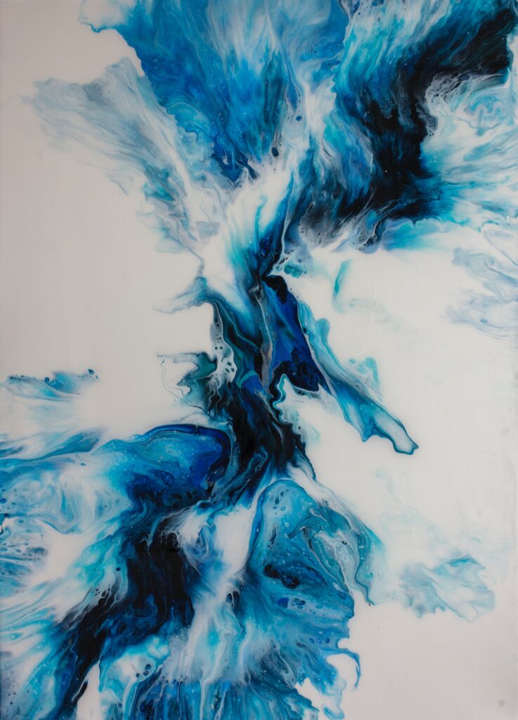 Fluid Blue and White Abstract Wallpaper - Mesmerizing Paint Design