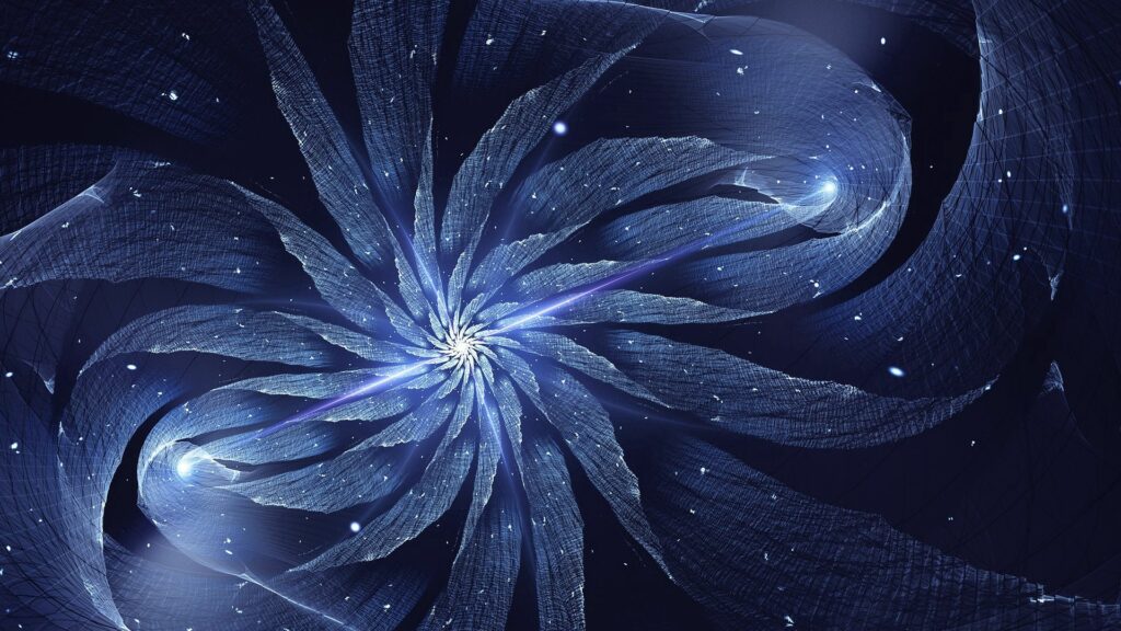 Mesmerizing Fractal Flower Wallpaper - Deep Blue Abstract Background