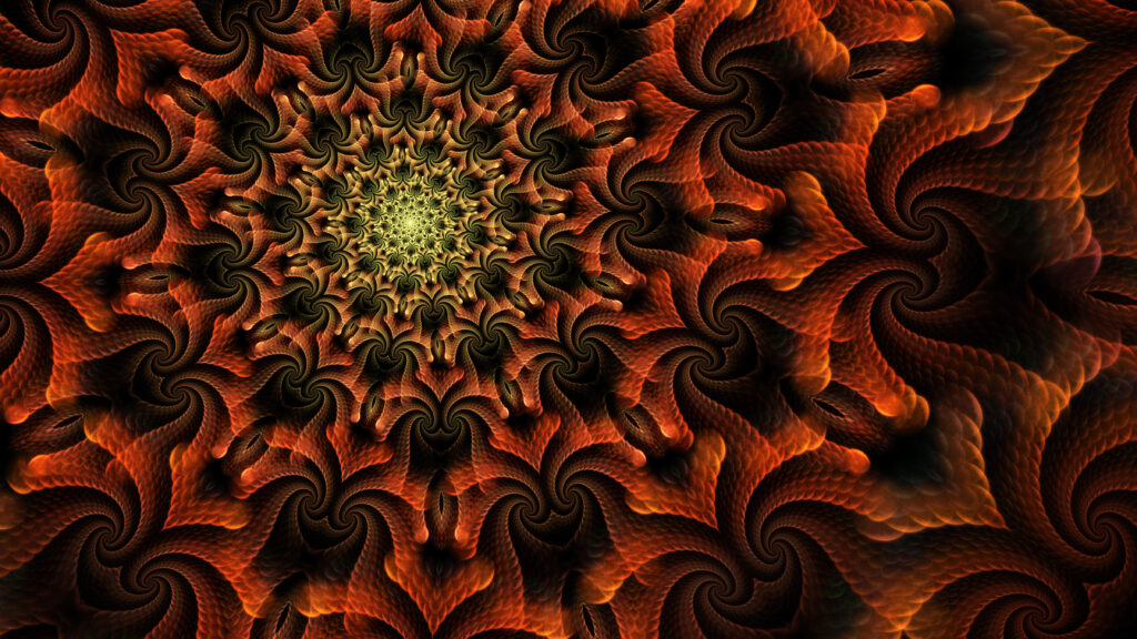 Captivating Abstract Fractal Wallpaper in Warm Orange and Brown
