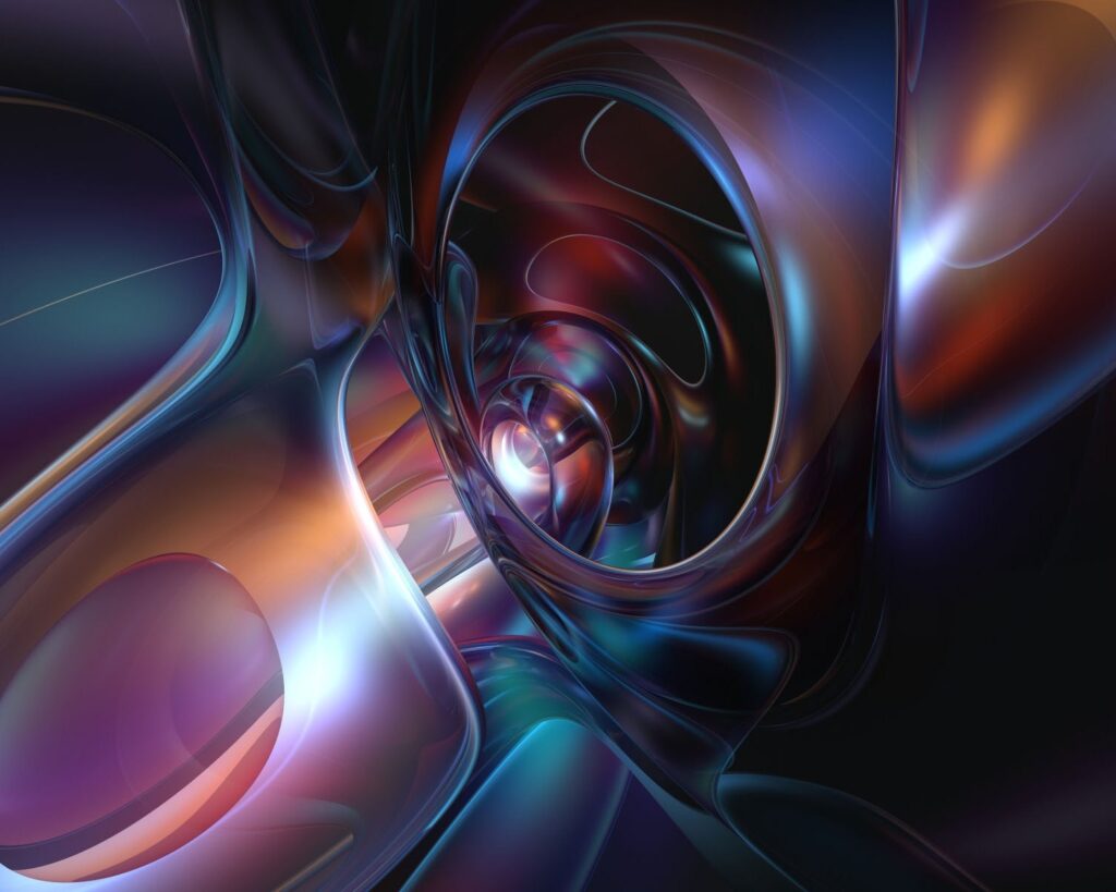 Vibrant Abstract Shapes Background with Polished Alloy Textures Wallpaper