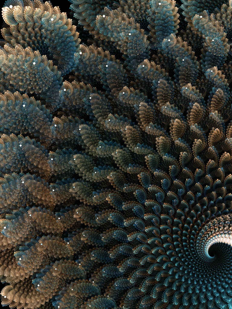 Intricate Abstract Spiral Wallpaper: Blue, Brown & Green Design