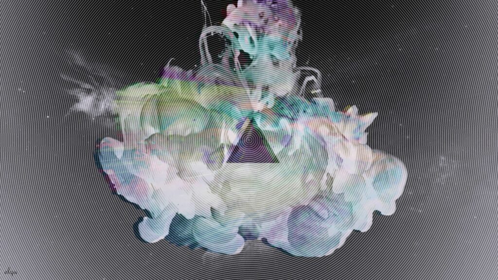 Mesmerizing Abstract Wallpaper: Colorful Smoke & Central Triangle