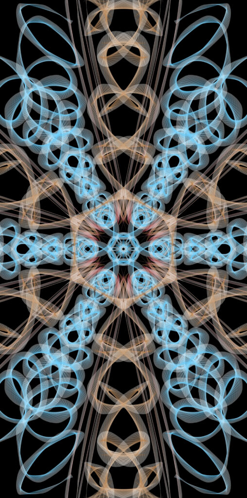 Mesmerizing Blue and Brown Abstract Wallpaper with Symmetrical Design