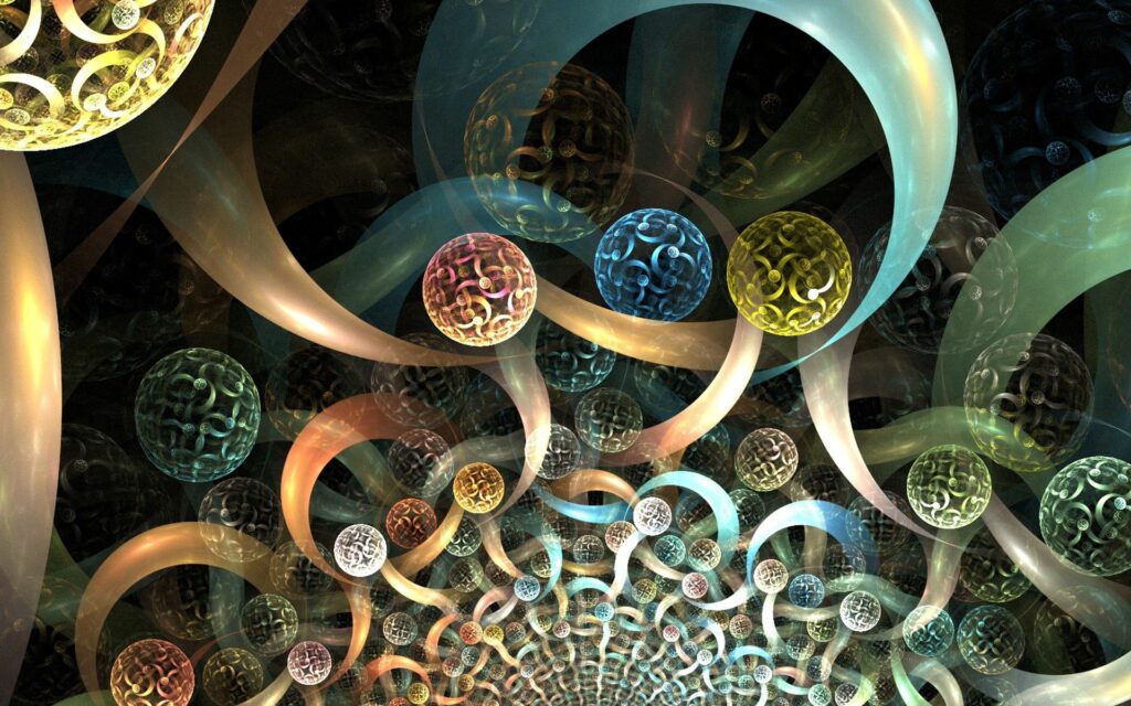 Mesmerizing Abstract Background: Colorful Swirling Lines & Textured Balls Wallpaper