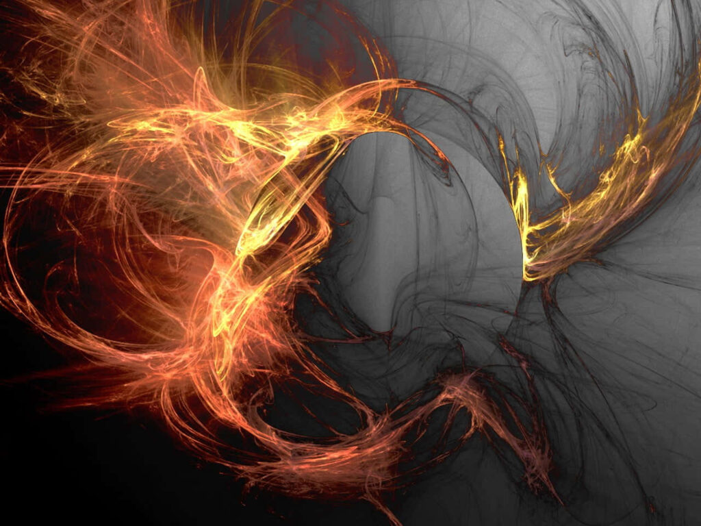 Vibrant Orange and Yellow Abstract Wallpaper with Fiery Swirls