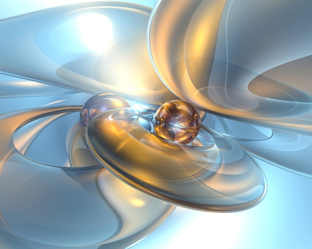Mesmerizing Abstract Wallpaper with Metallic Shapes & Gleaming Spheres