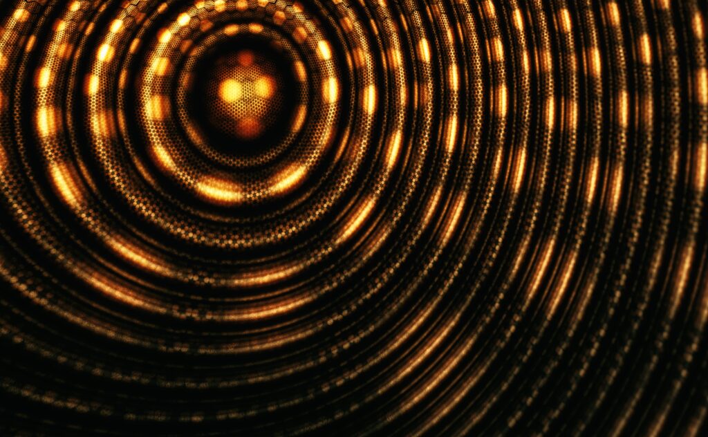 Vibrant Fractal Abstract Wallpaper with Glowing Concentric Circles