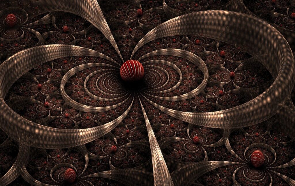 Intricate Abstract Wallpaper with Interwoven Patterns and Depth