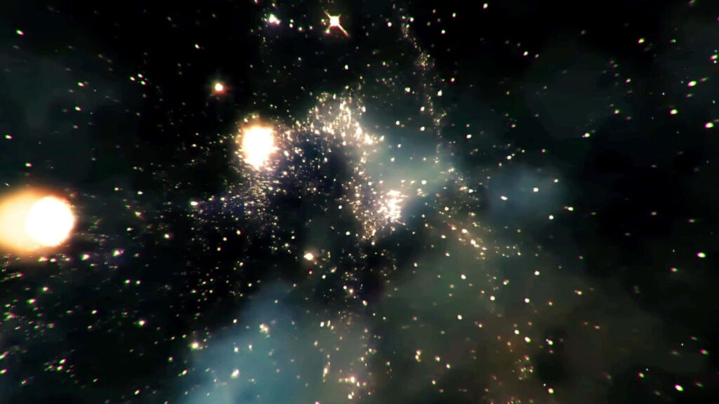 Animated cosmic wallpaper with twinkling stars and glowing nebulae, showcasing universe's beauty.