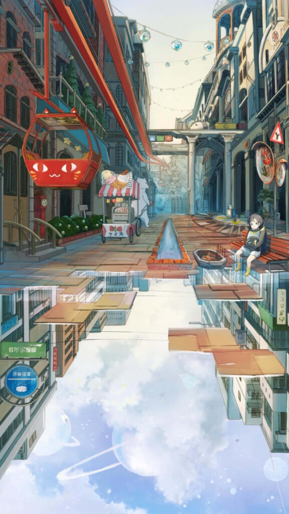 Vibrant Anime Night Cityscape Wallpaper with Futuristic Elements
