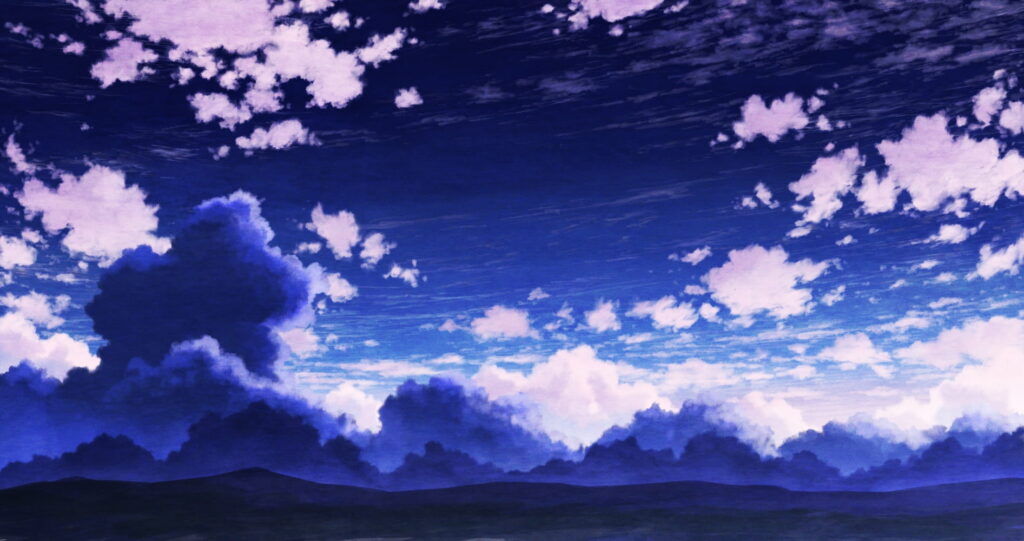 Enchanting Anime Sky Wallpaper: Twilight Mountains & Serene Clouds