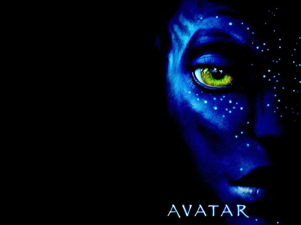 Mesmerizing Avatar Face Wallpaper: Vibrant Blue & Yellow Glow