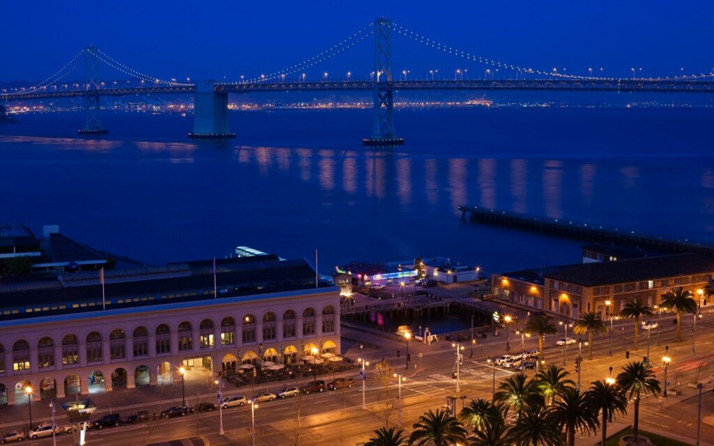 Stunning San Francisco Bay Bridge Night Wallpaper Background