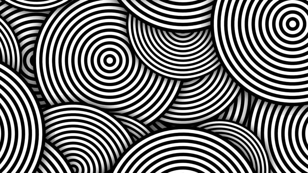 Mesmerizing Black and White Abstract Wallpaper with Concentric Circles