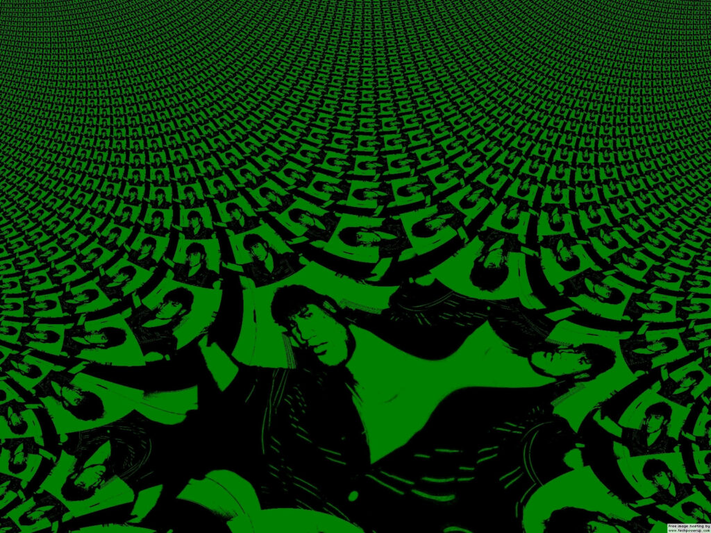 Intriguing Black & Green Abstract Wallpaper with Faced Patterns