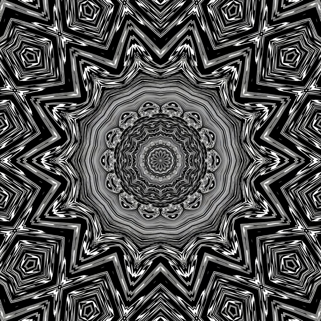 Mesmerizing Black and White Fractal Geometric Wallpaper Background