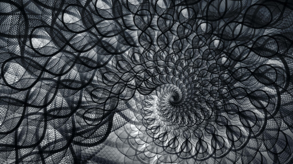 Mesmerizing Black and White Geometric Circle Spiral Wallpaper Background