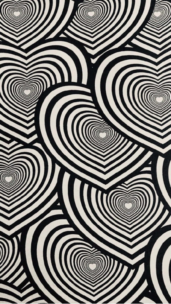 Captivating Black and White Heart Pattern Wallpaper Background