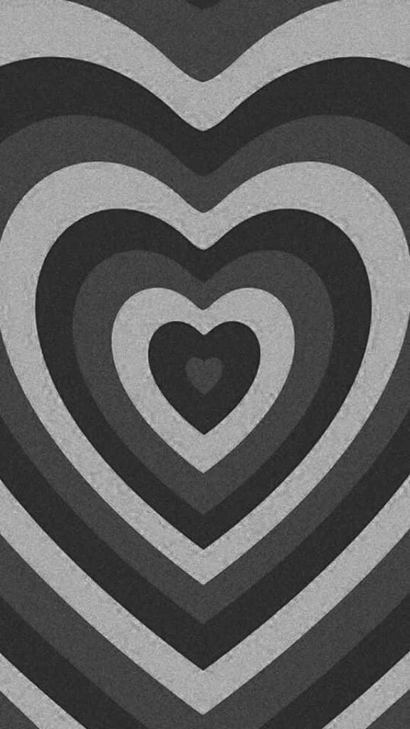 Stunning Black and White Heart Concentric Shapes Wallpaper Background