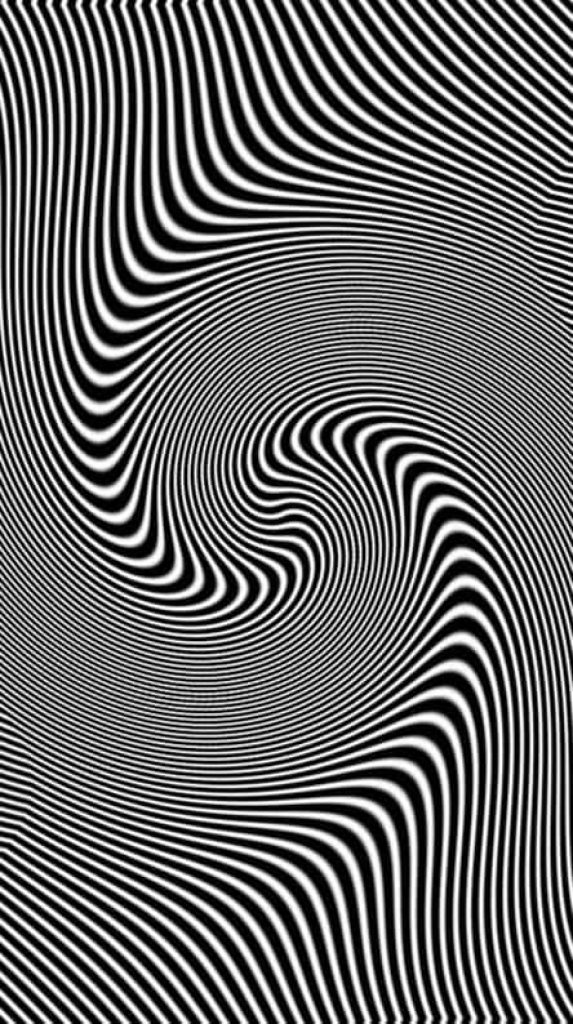 Black and white swirling vortex optical illusion wallpaper for hypnotic modern abstract device background