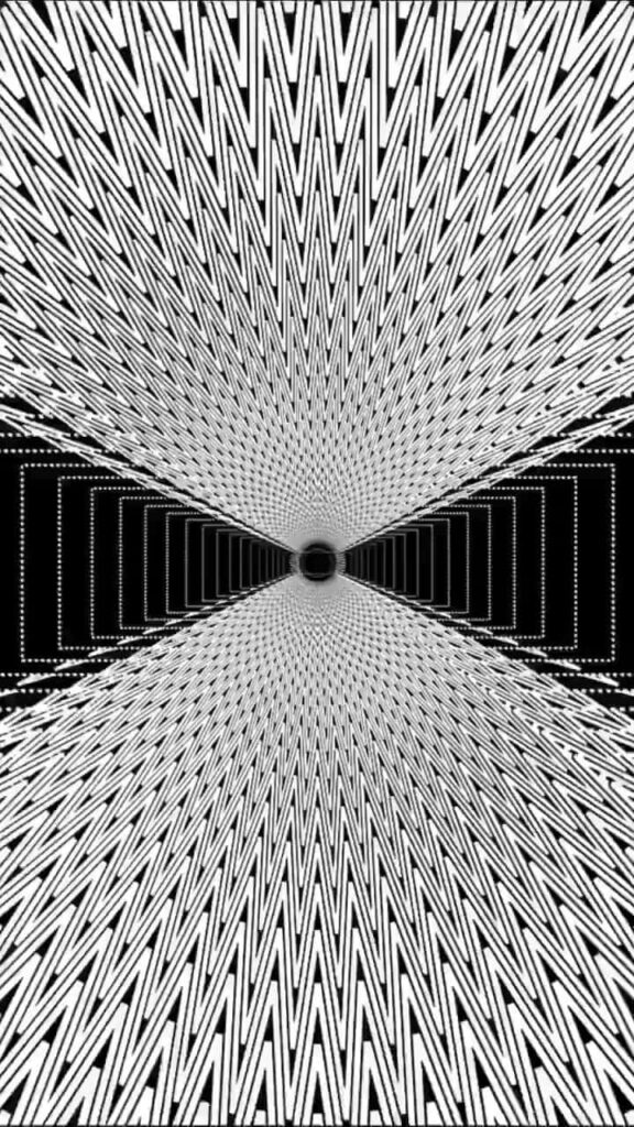 Mesmerizing Black-and-White Optical Illusion Tunnel Wallpaper