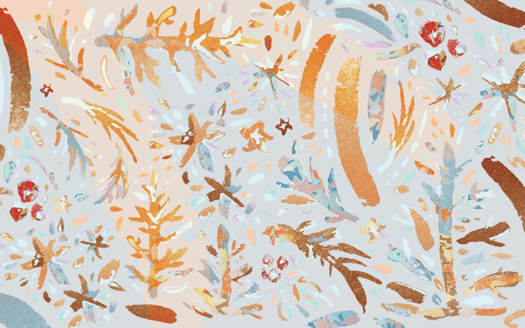 Magical Woodland: A Captivating Indie-Inspired Abstract Digital Painting with Branches and Earthy Tones Wallpaper