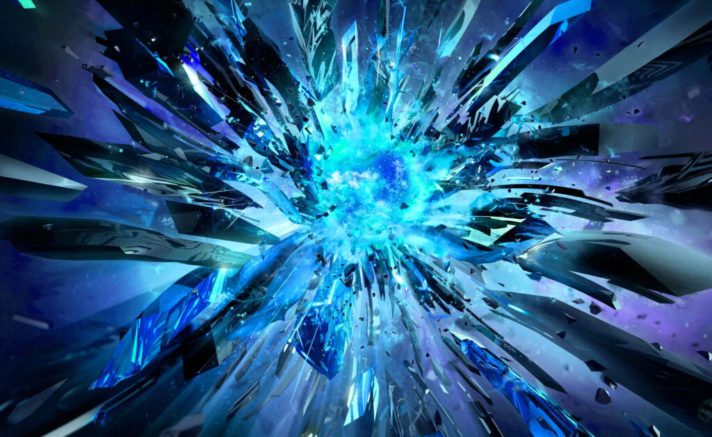 Vibrant Blue Crystalline Abstract Desktop Wallpaper: Digital Art