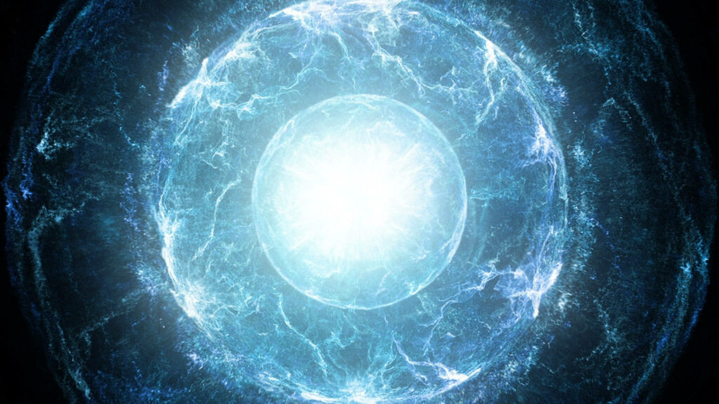 Unleashing the Power: Captivating Blue Energy Sphere Takes Center Stage in Mesmerizing Background Wallpaper