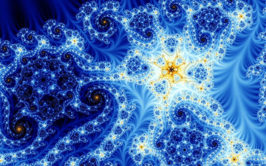 Stunning Fractal Wallpaper: Bright Blue & Yellow Abstract Design