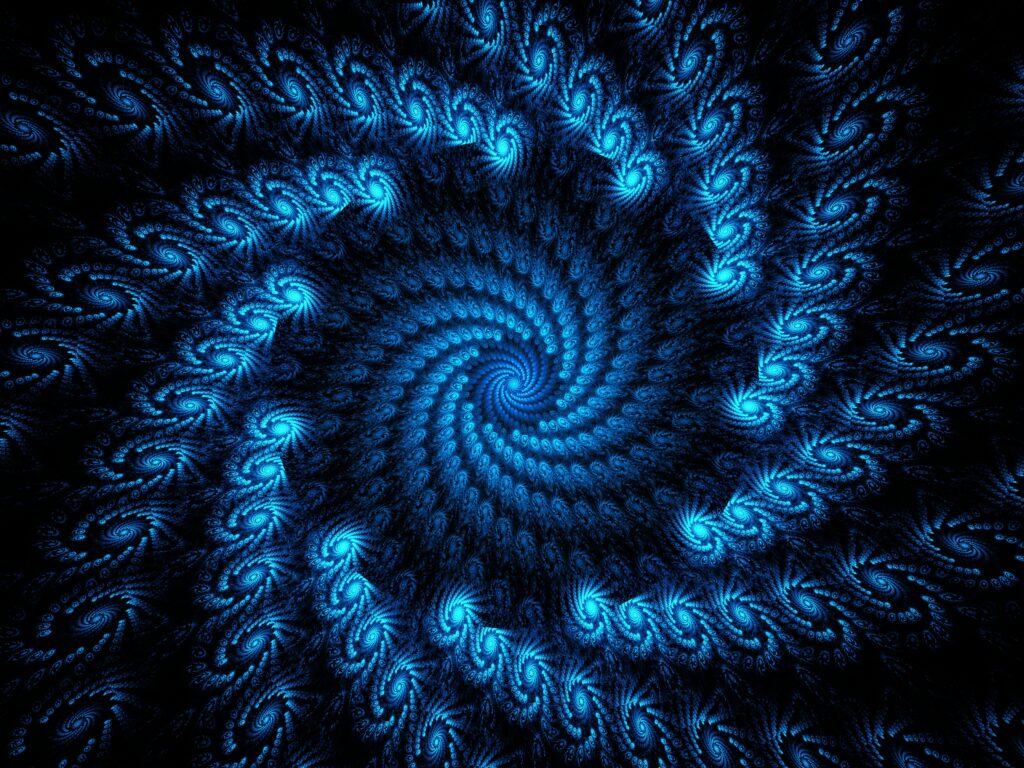 Mesmerizing Blue Fractal Vortex Wallpaper: Captivating Depth & Abstraction