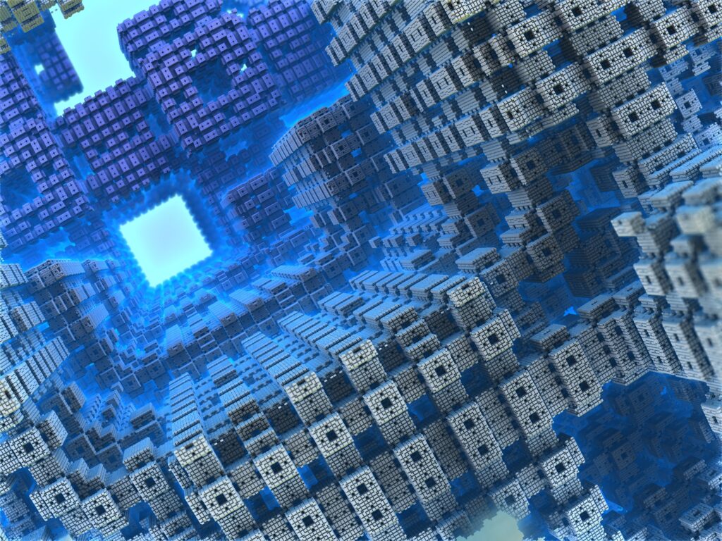 Intricate Fractal Wallpaper: Mesmerizing Geometric Patterns in Blue