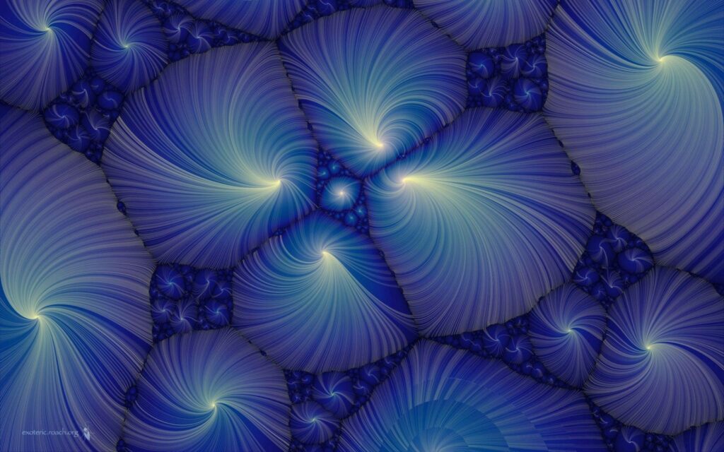 Intricate Blue Fractal Wallpaper: Dynamic Swirling Patterns