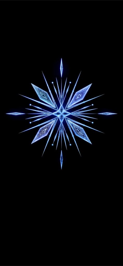 Blue Frozen 2 spirit crystal wallpaper with four spirits emblem on black AMOLED background