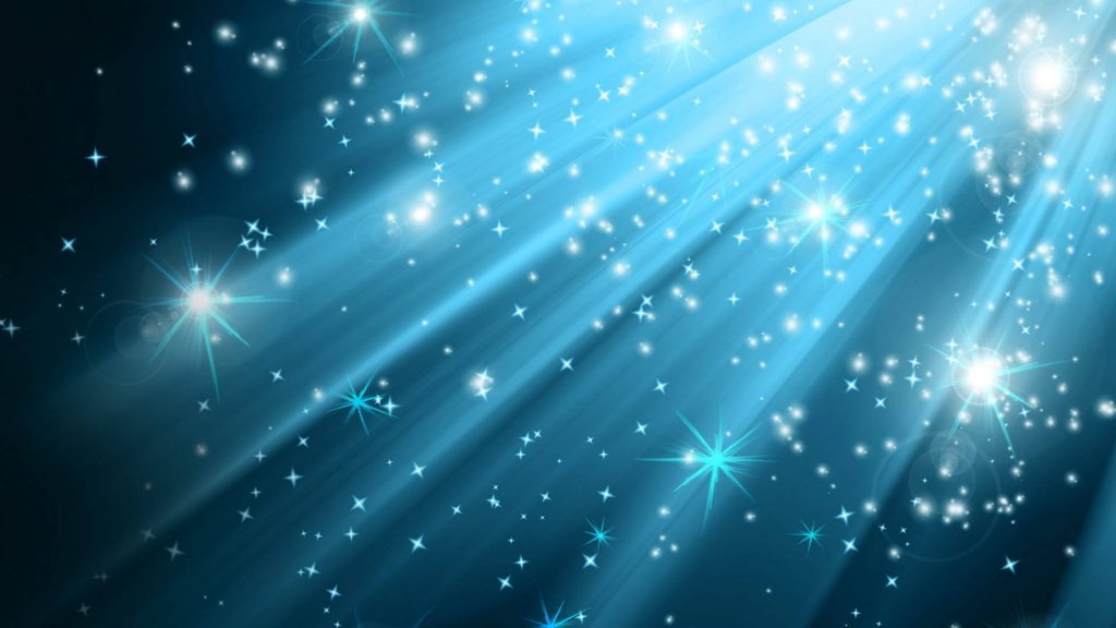 Blue glitter sparkle wallpaper with radiant light rays and shimmering star-like glints background