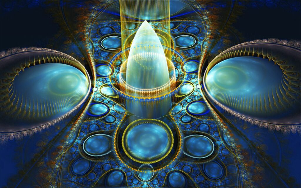 Mesmerizing Blue & Gold Abstract Wallpaper: Cosmic Patterns Background