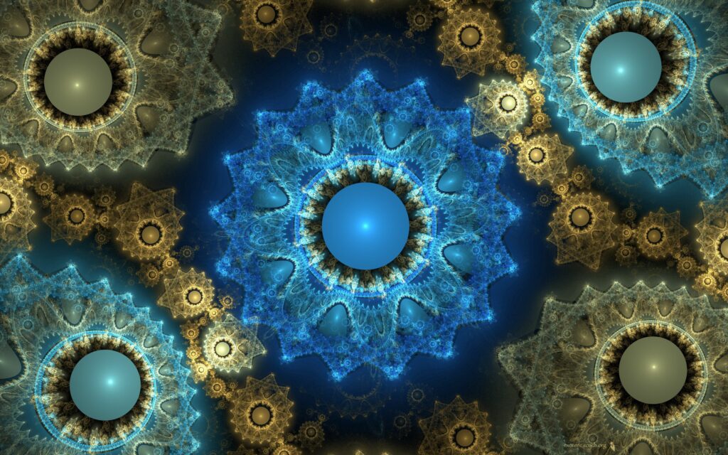 Mesmerizing Blue and Gold Geometric Patterns Wallpaper - 2560x1600