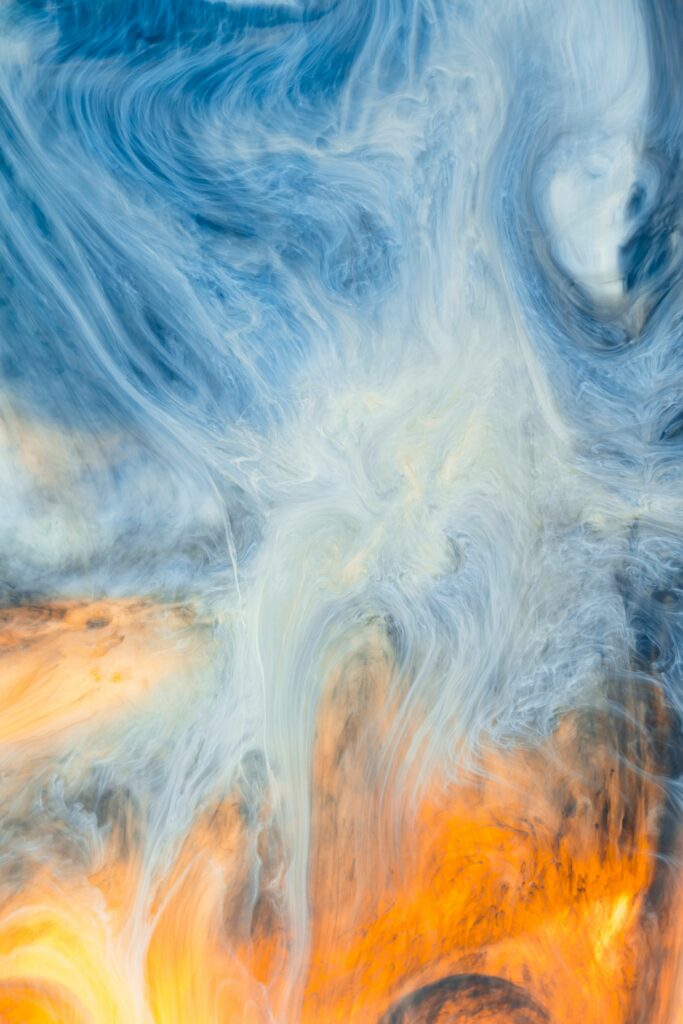 Mesmerizing Liquid Acrylic Wallpaper: Blue, White, Orange Patterns