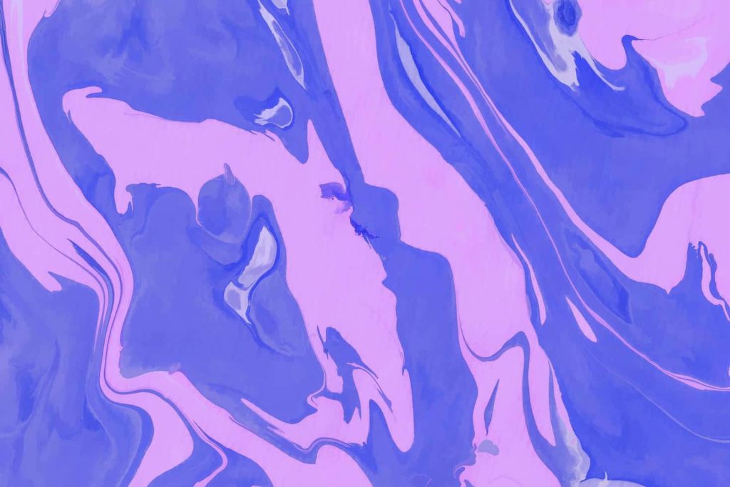 Blue and purple marble wallpaper with swirling abstract fluid art in periwinkle and lavender tones